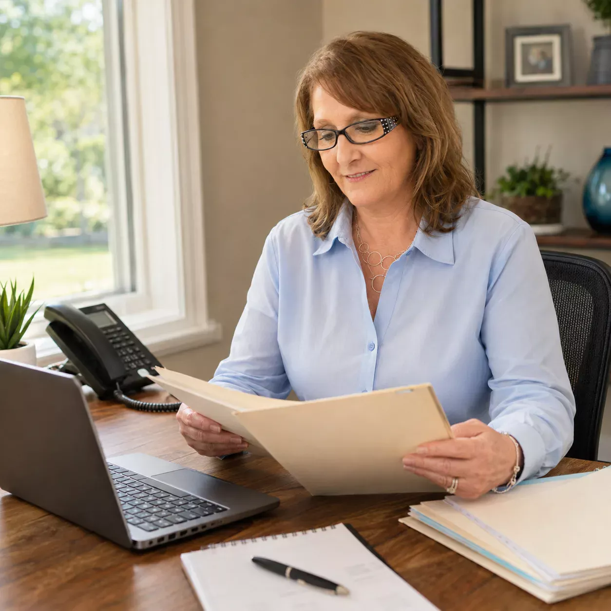 Reviewing candidate files for an employer search Renee Lindley reviewing candidate files for an employer search